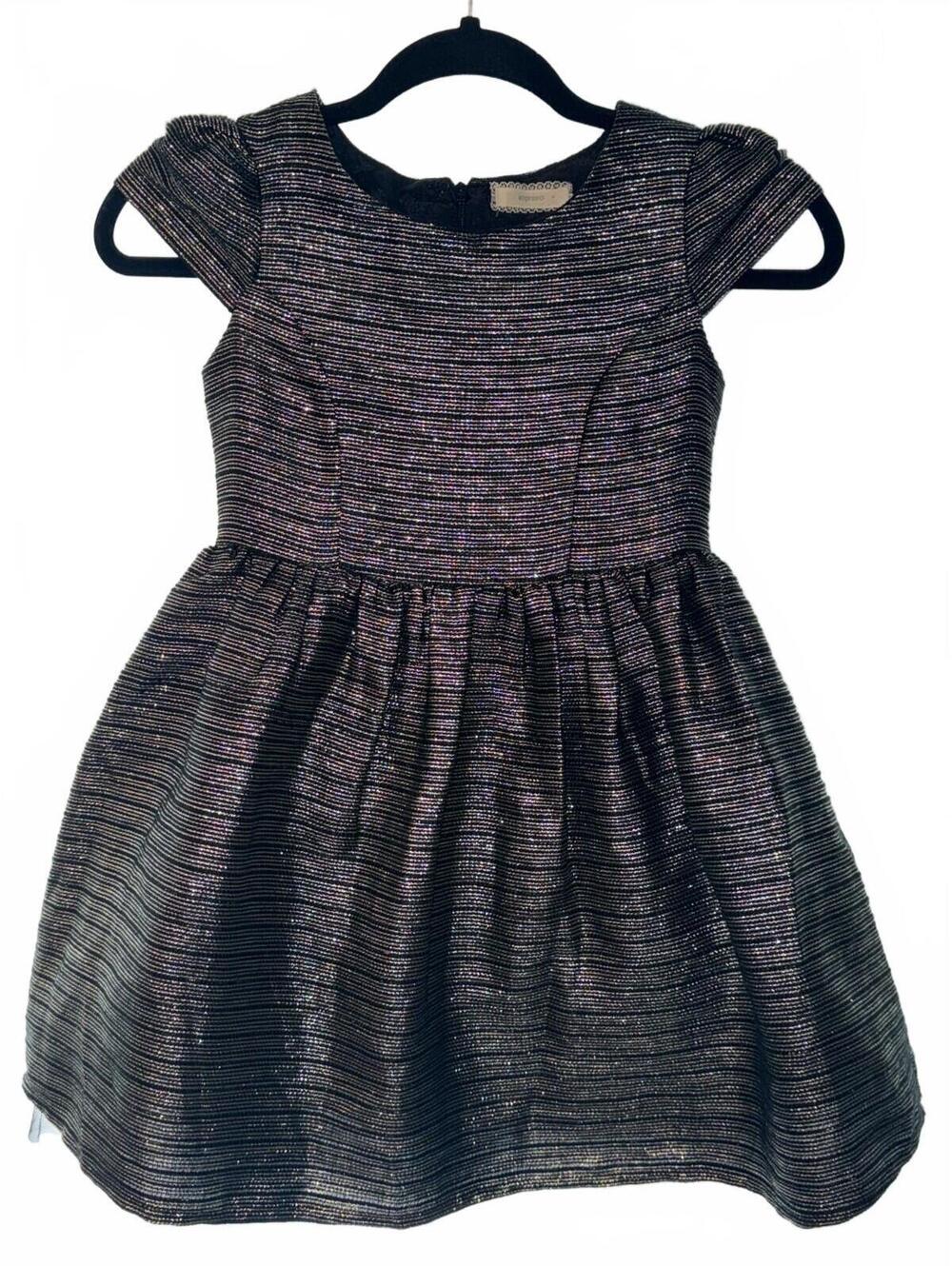 Soprano Girls Size 8 Dress - Black w/ Gold Stripes